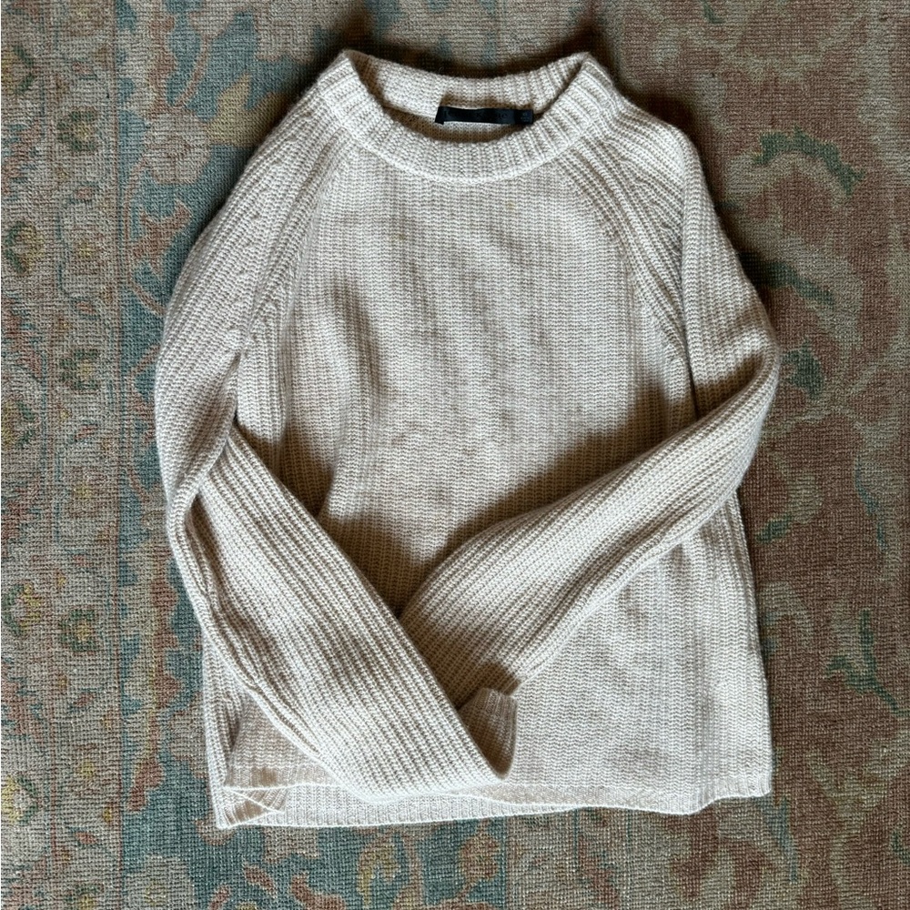 Jenni Kayne cashmere fisherman sweater in oatmeal XS